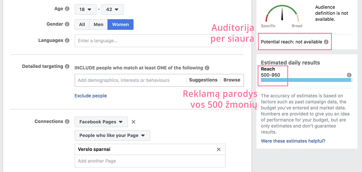 Facebook reklamos auditorija