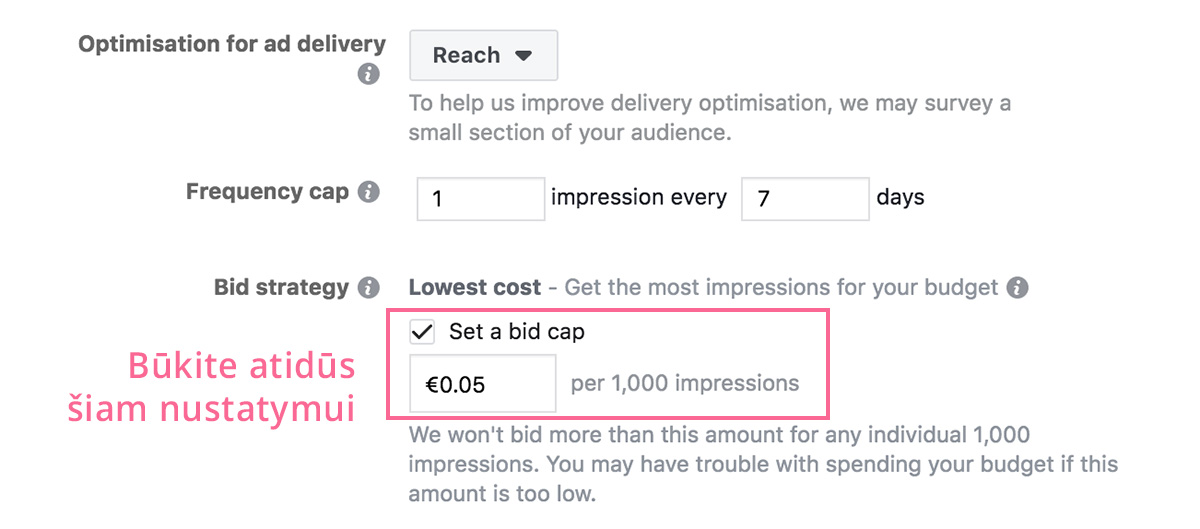 Facebook reklamos biudžetas