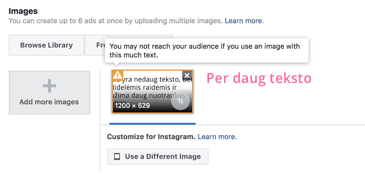Facebook reklamos tekstas
