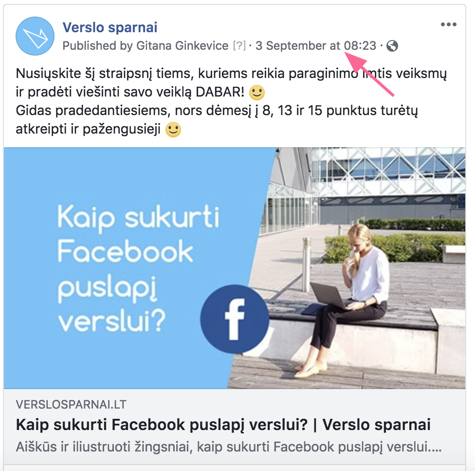 Facebook įrašo nuoroda