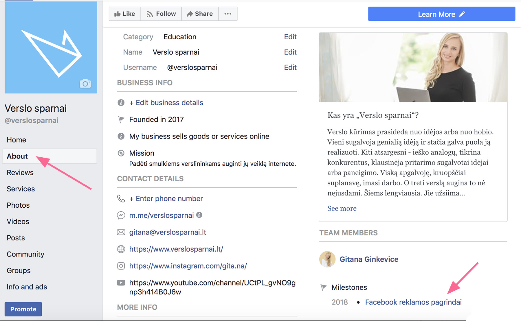 Facebook formatai: reikšmingi įvykiai About srityje
