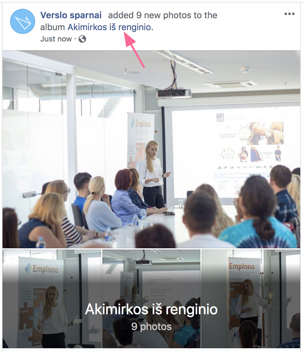 Facebook įrašų formatai: albumas