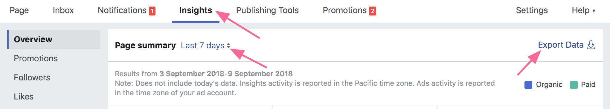 Facebook statistika: nurodyti datą