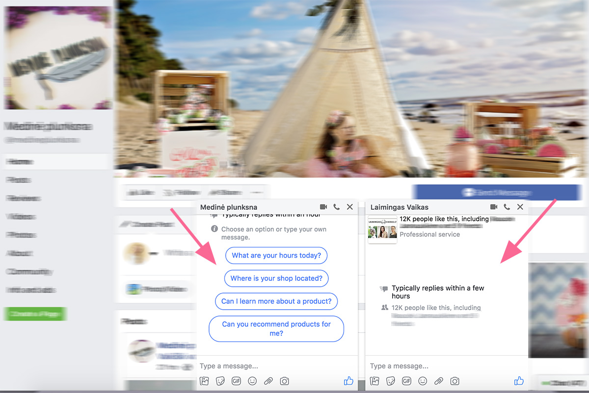 Facebook žinučių langas