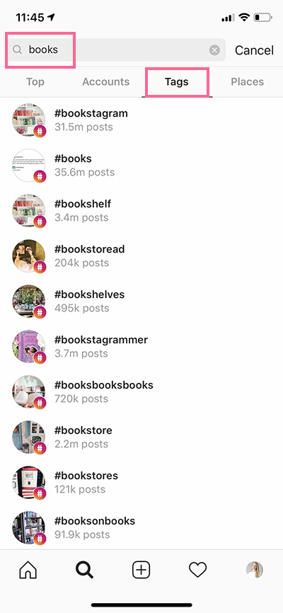 Instagram grotažymių paieška