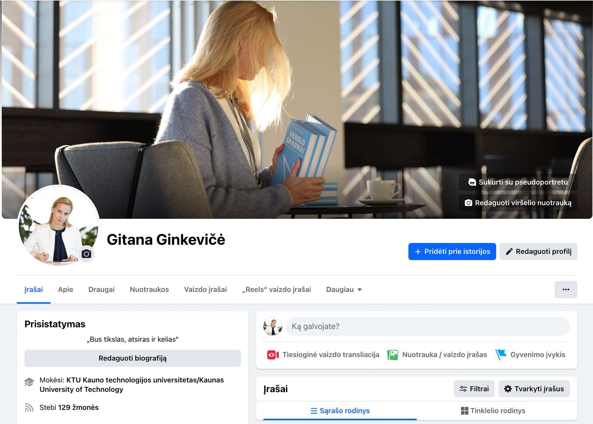 Asmeninio Facebook profilio pavyzdys