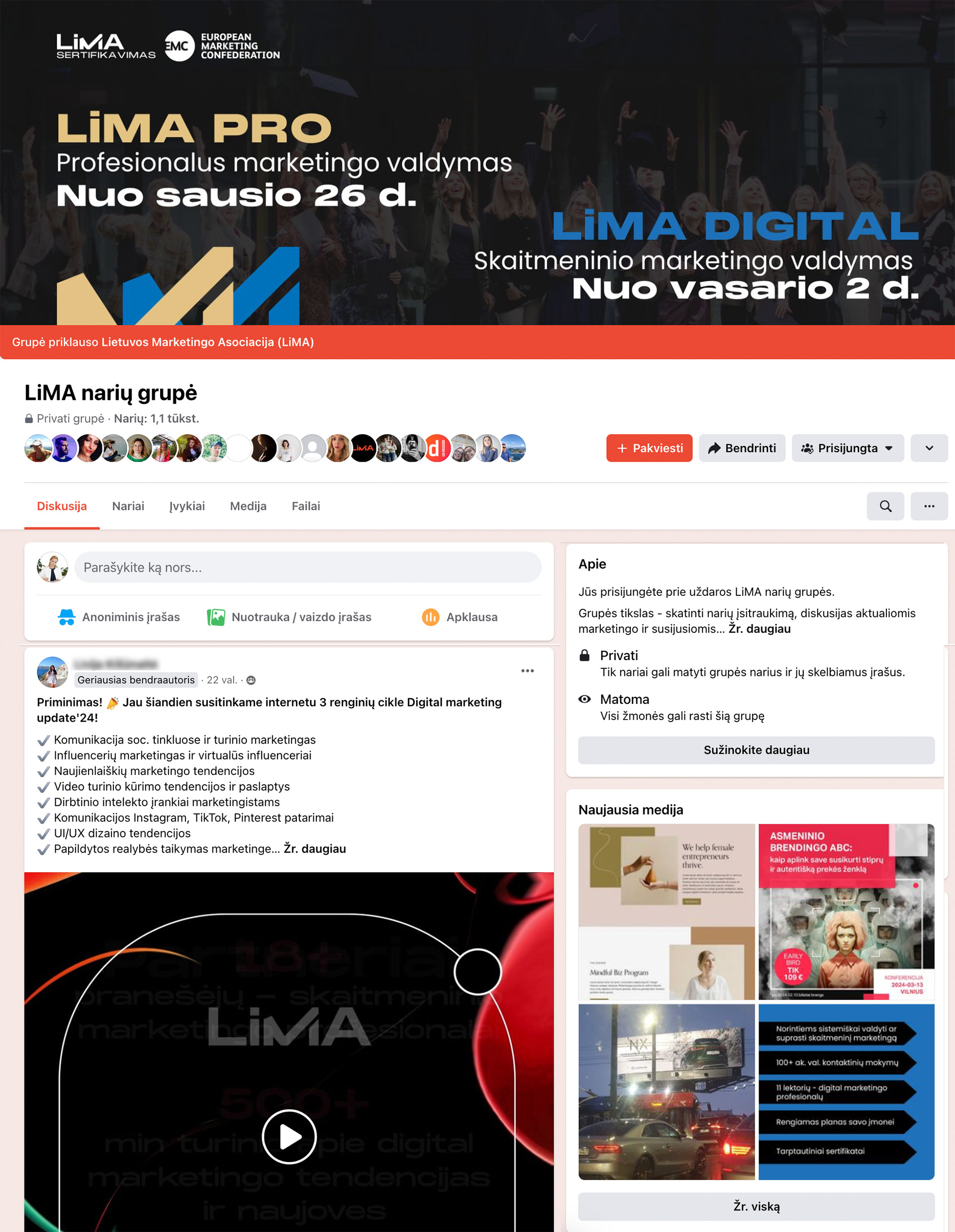 Facebook grupės pavyzdys