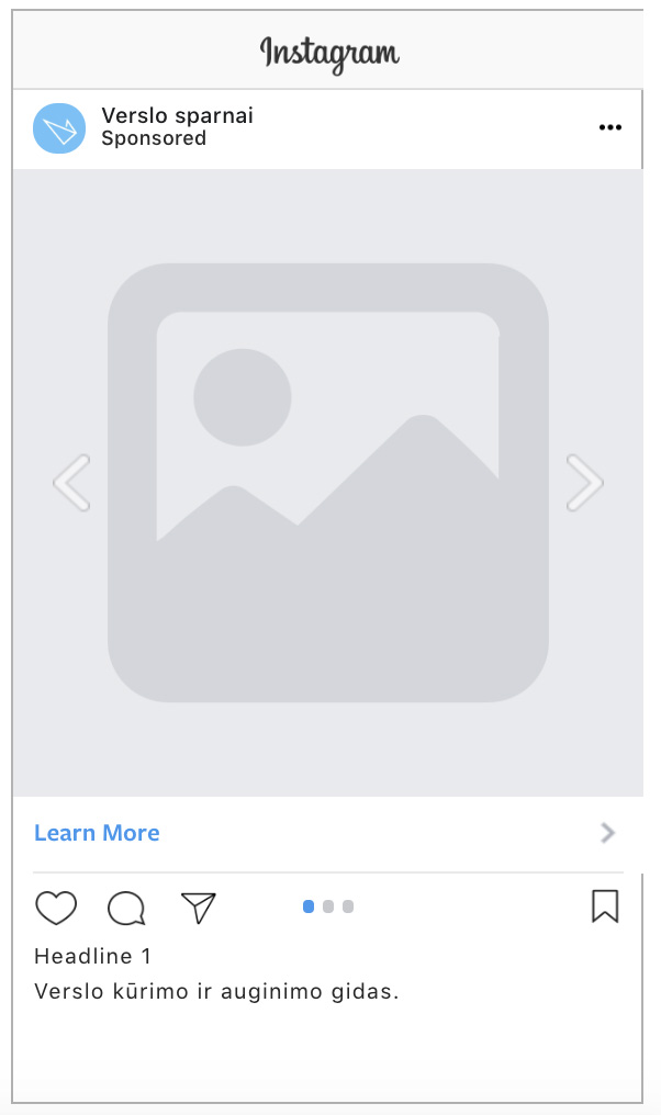 Instagram reklamos skelbimo kūrimas (vaizdas ir tekstas)