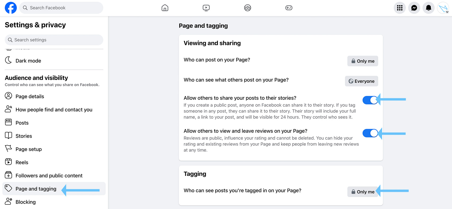 Facebook puslapio žymėjimas
